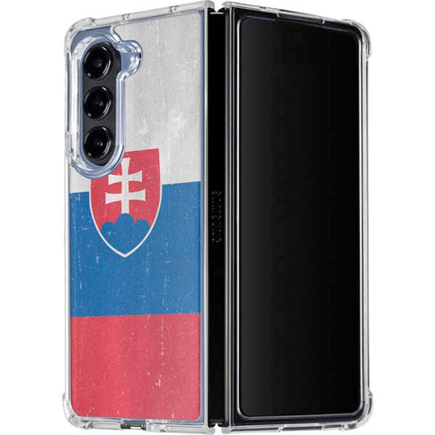 Slovakia Flag Distressed Galaxy Z Fold5 5G Clear Case